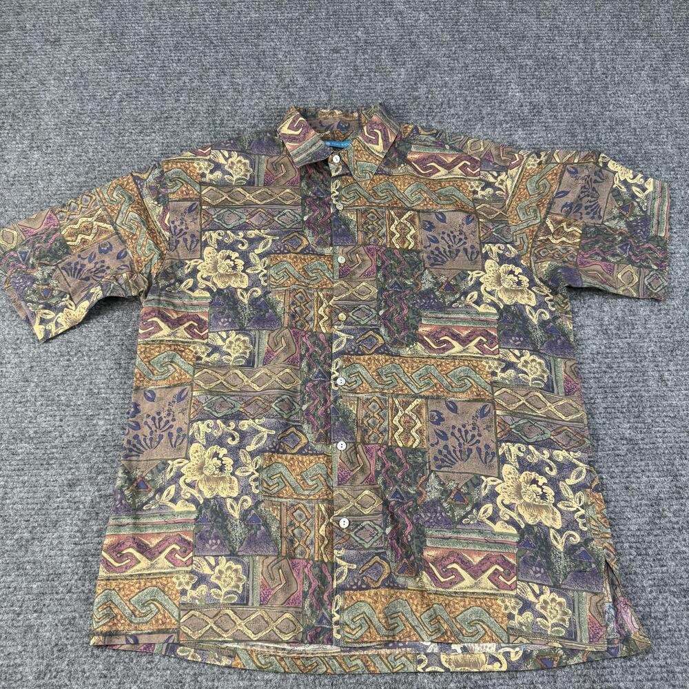 Tori Richard Shirt Mens Large Multicolor Hawaiian Resort Fit Abstract Made USA